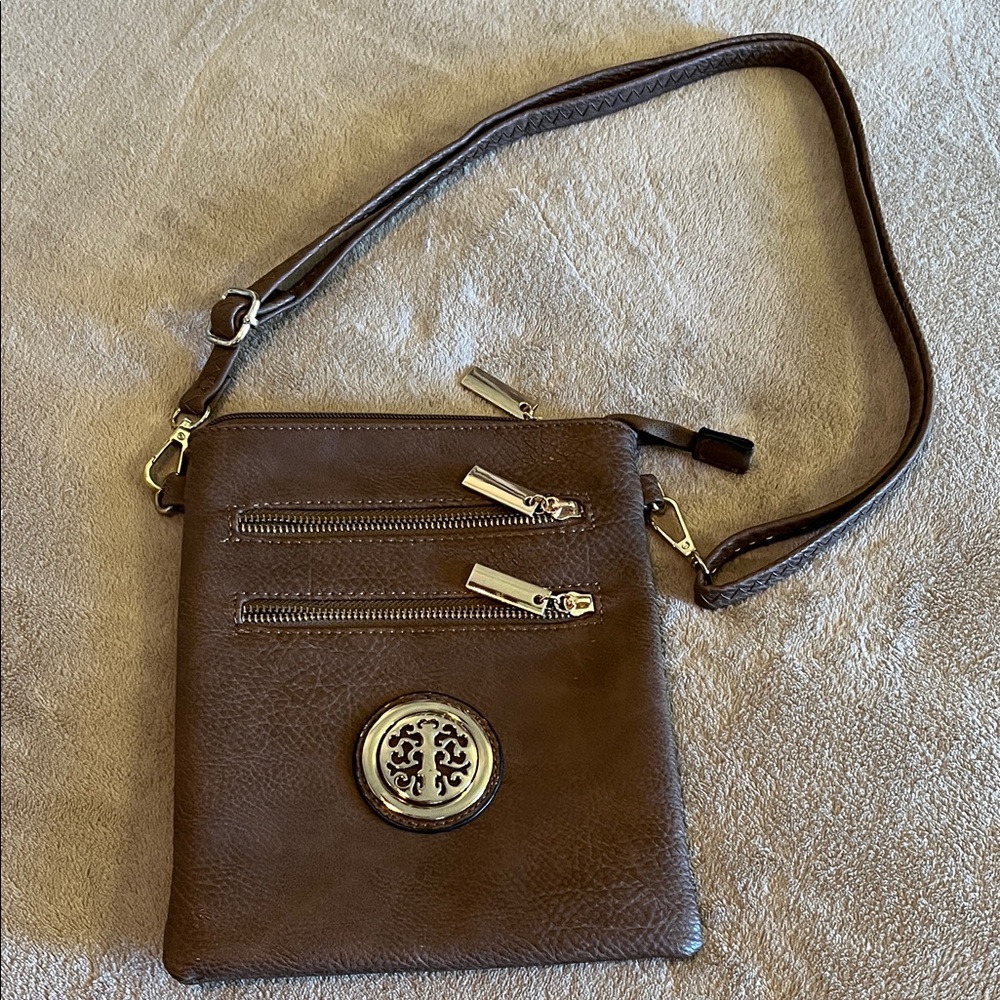 Crossbody Bag with Adjustable Shoulder Strap & 5 Zipper Compartments at 6” Long